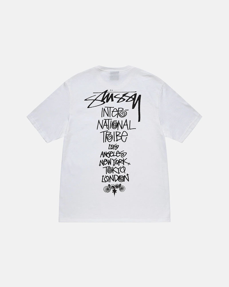 T Shirts Stussy Tribe Stack Blanche | BFN-58990935