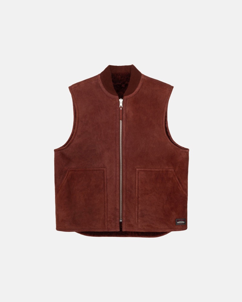 Gilet Stussy Reversible Shearling Workgear Bordeaux | GDU-83459681