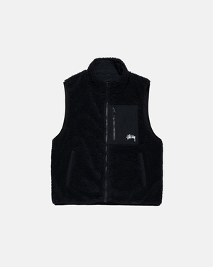 Gilet Stussy Sherpa Reversible Noir | HMQ-94674449