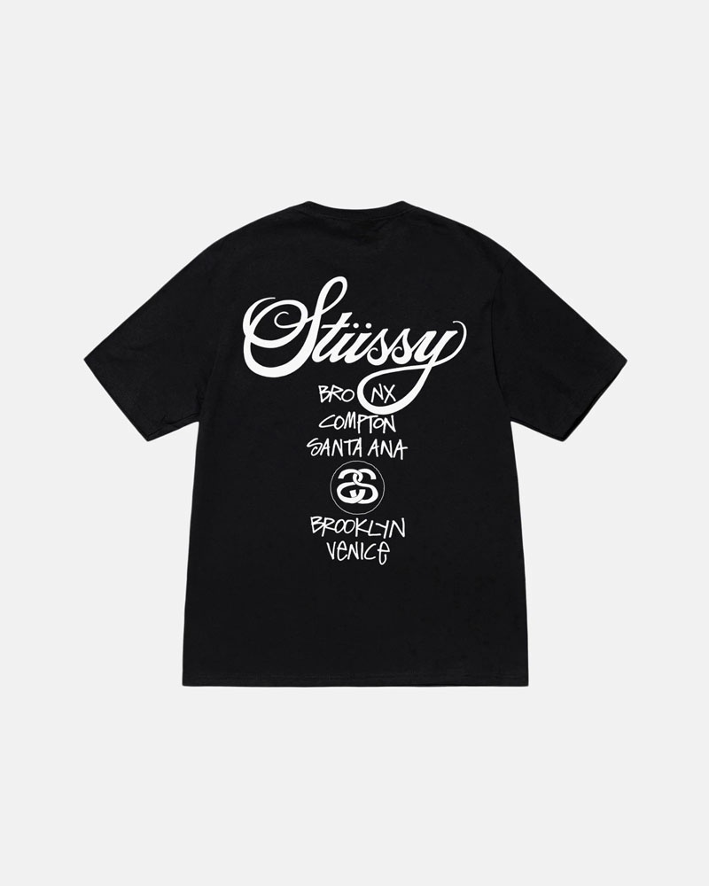 T Shirts Stussy World Tour Noir | IXP-86125664