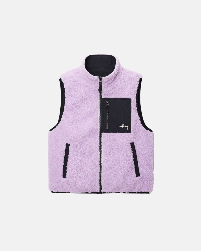 Gilet Stussy Sherpa Reversible Lavande | UPT-07829357