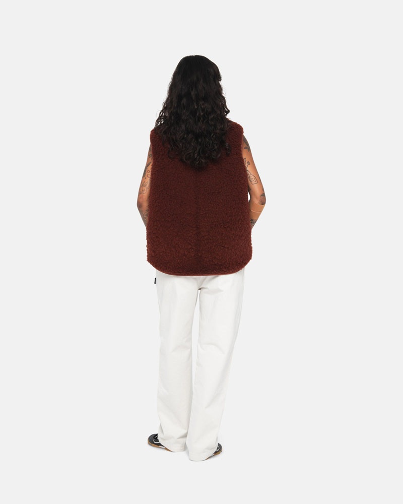 Gilet Stussy Reversible Shearling Workgear Bordeaux | GDU-83459681