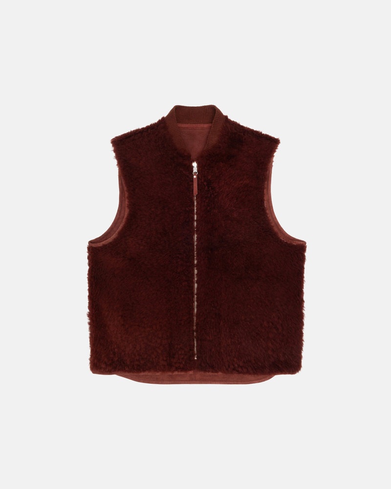 Gilet Stussy Reversible Shearling Workgear Bordeaux | GDU-83459681