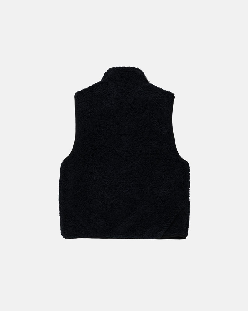 Gilet Stussy Sherpa Reversible Noir | HMQ-94674449