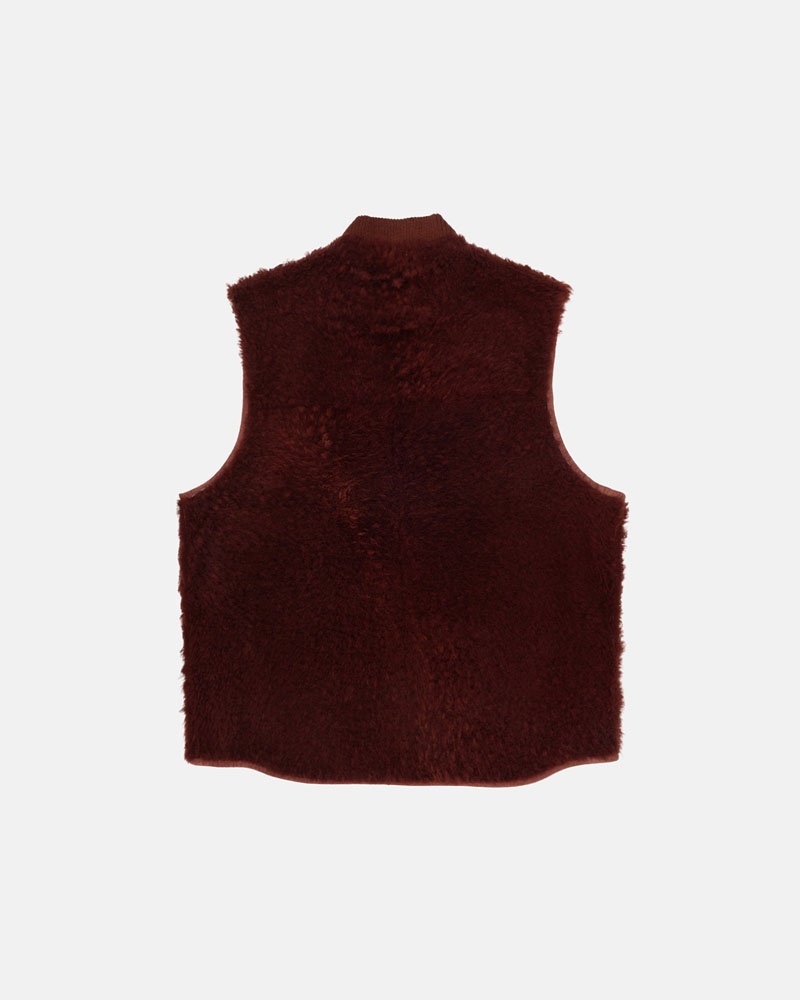 Gilet Stussy Reversible Shearling Workgear Bordeaux | GDU-83459681