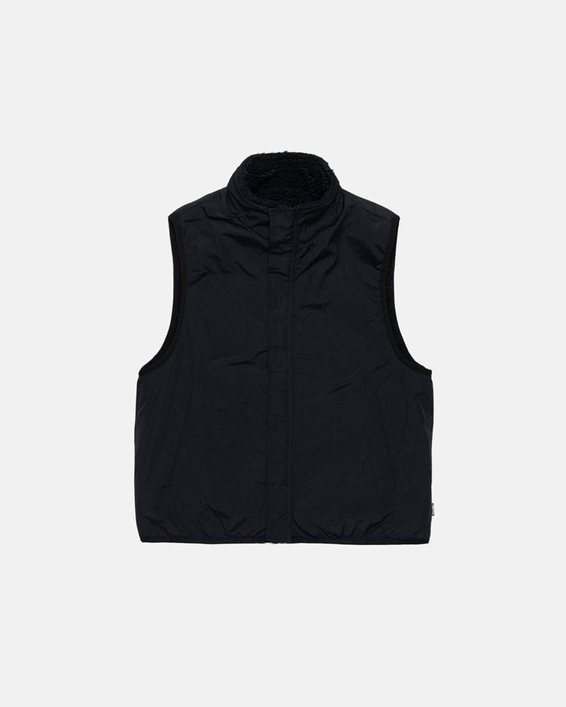 Gilet Stussy Sherpa Reversible Noir | HMQ-94674449