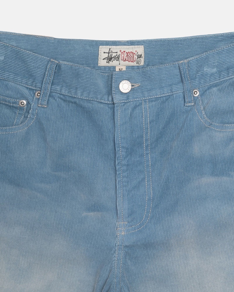 Jean Stussy Classiche Jean Faded Corduroy Bleu | TAX-38712293