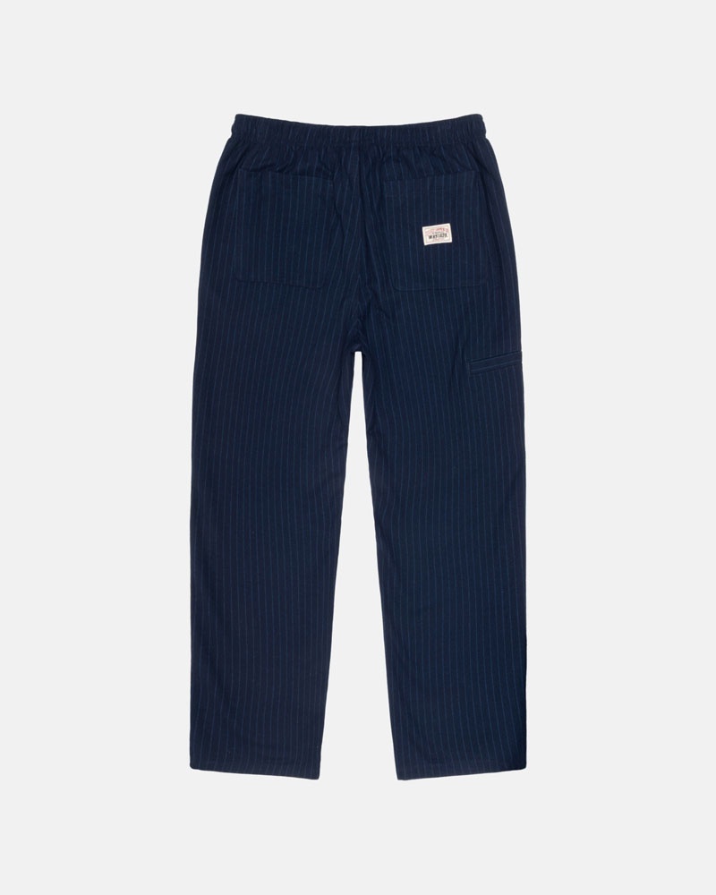 Pantalon Stussy Beach Laine Stripe Bleu Marine | DFU-38866969