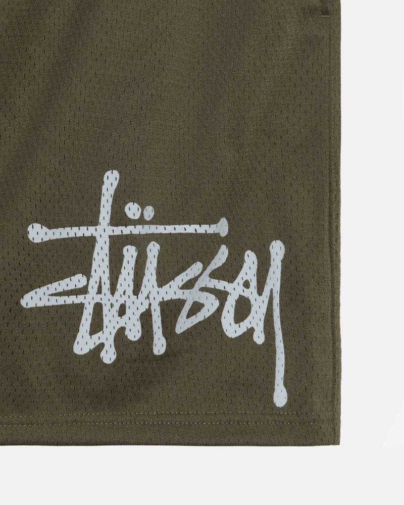 Short Stussy Mesh Corta Big Basic Vert Olive | FAM-87709927