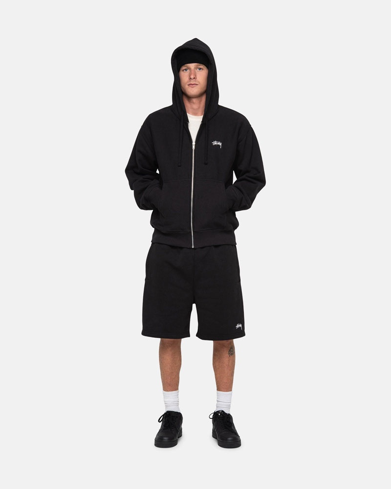 Short Stussy Stock Logo Sweatshort Noir | WBK-68333210