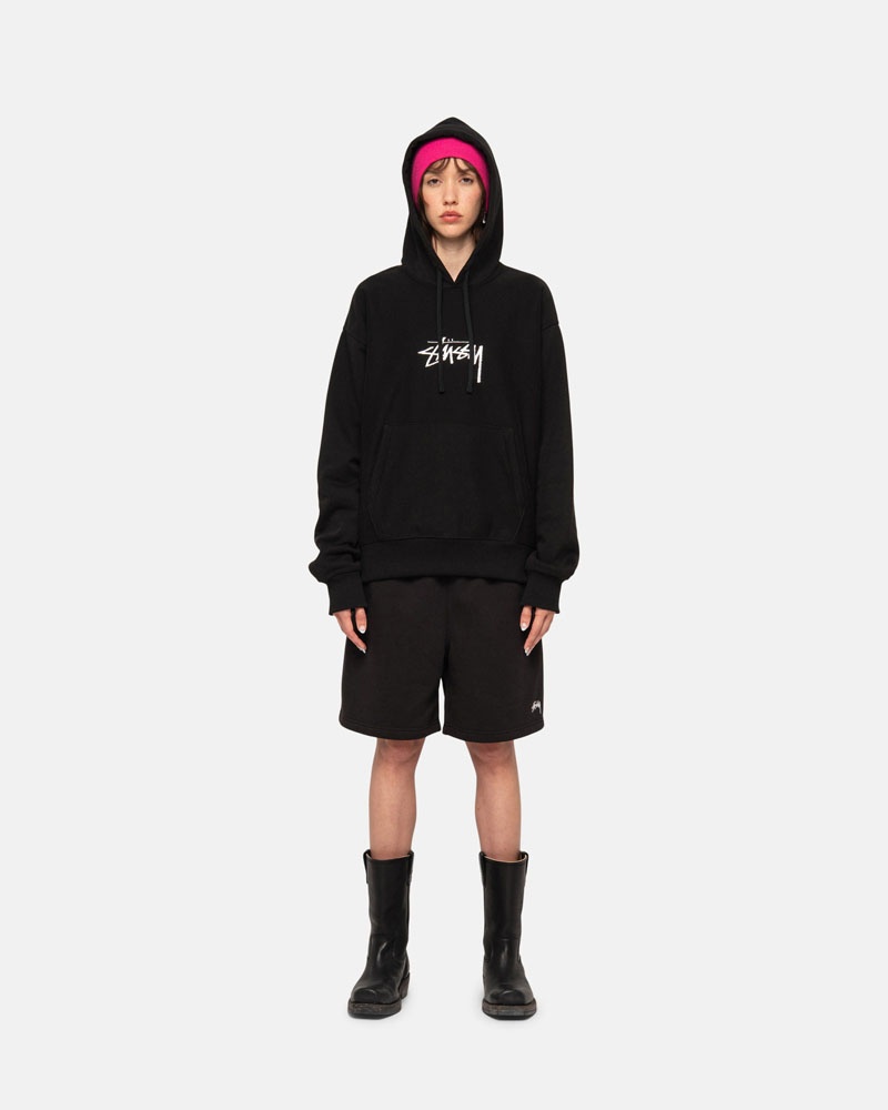 Short Stussy Stock Logo Sweatshort Noir | WBK-68333210