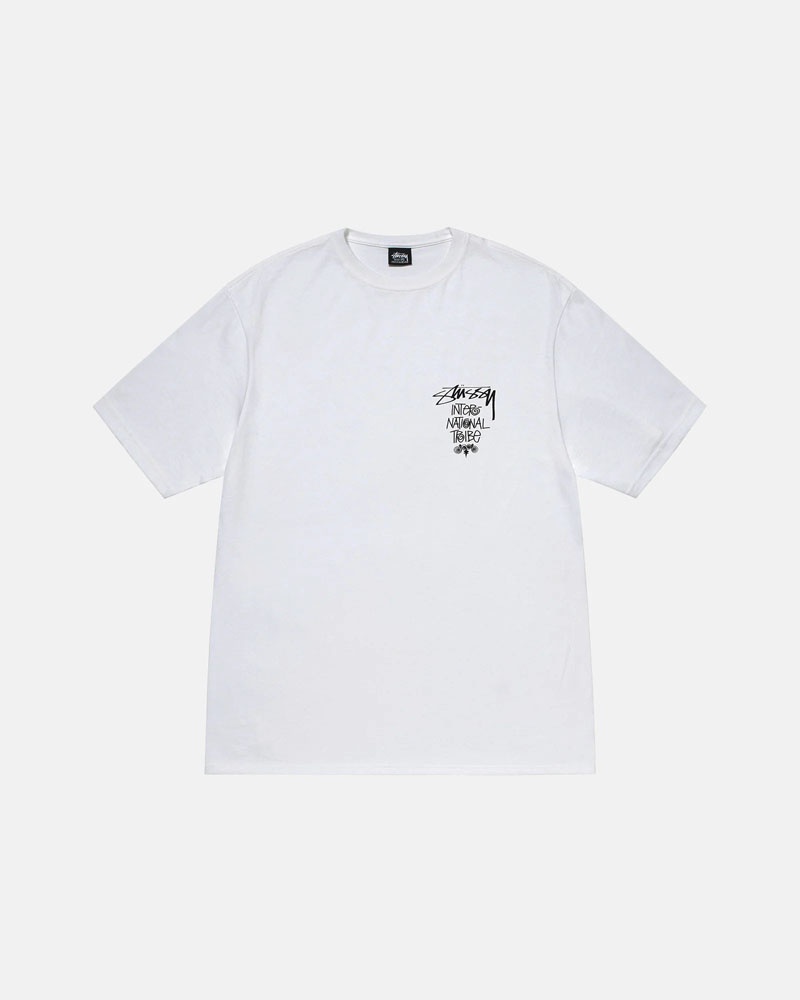 T Shirts Stussy Tribe Stack Blanche | BFN-58990935